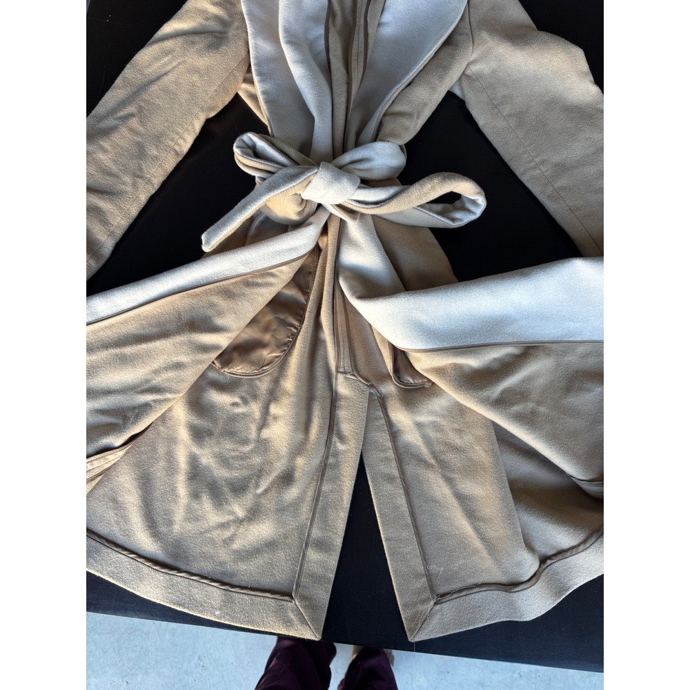Cuyana Wool Blend Wrap Coat Beige Cream Shawl Collar Small Made in Portugal - Picture 3 of 11